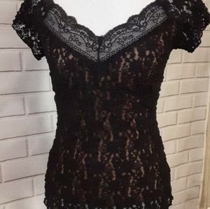 Cabi Top Stretch Black Lace